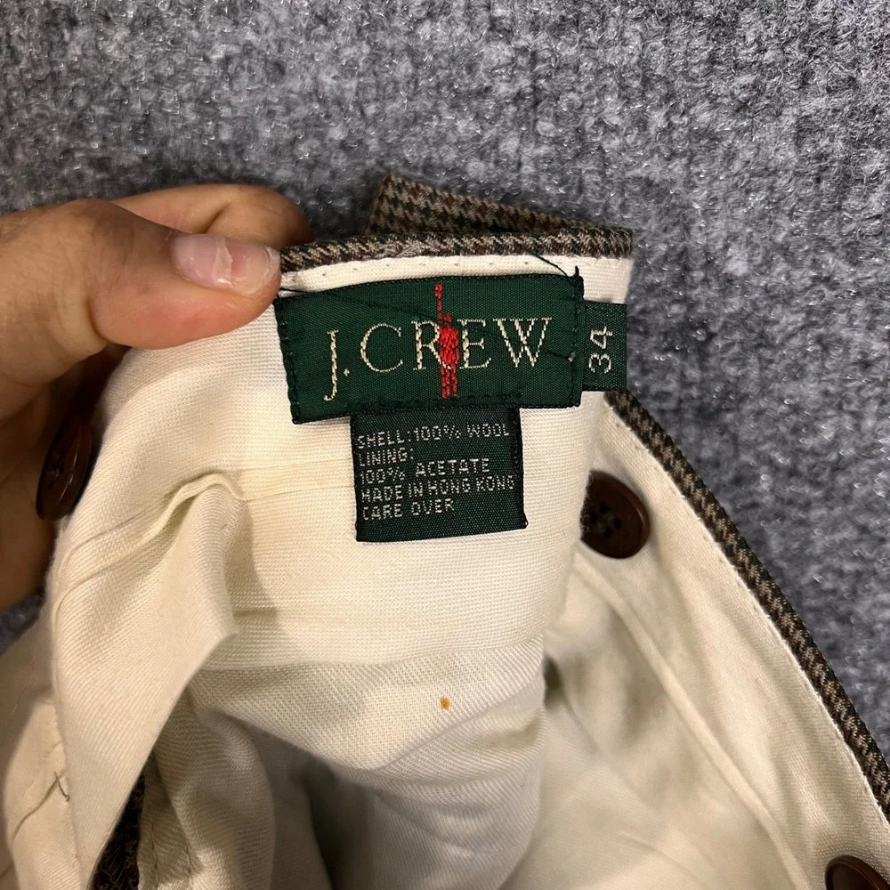 VINTAGE J Crew Oarsman Wool Dress Pants 34 Excellent Pleated Cuffed Houndstooth